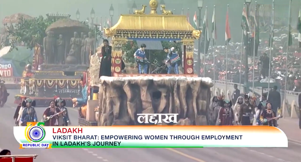The tableau of Ladakh takes part in the #RepublicDay2024