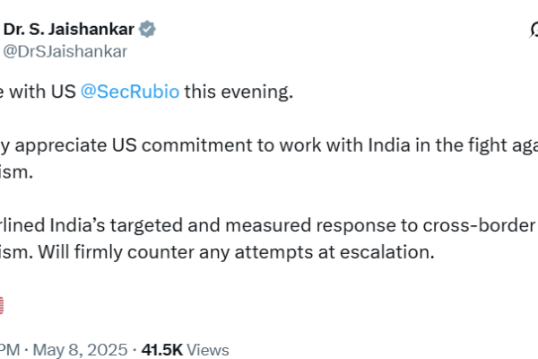 EAM Jaishankar Speaks with US Secretary Marco Rubio, Highlights India’s Measured Response to Terrorism